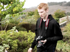 Sexy redhead twink makes some pictures of nature