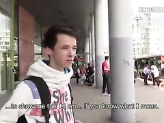 Beautiful teen dude got tricked by stranger with camera