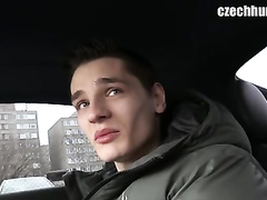 Sexy handsome guy gets picked up and seduced for fuck by gay driver