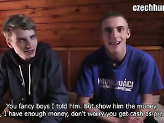 Twink with tons of cash and camera seduces two handsome guy to fuck